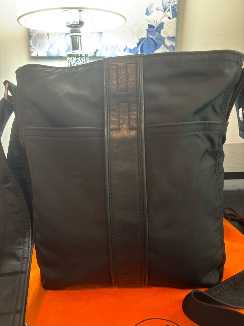 Authentic Hermes Black Nylon Acapulco Bandouliere MM Messenger Bag with Dustbag